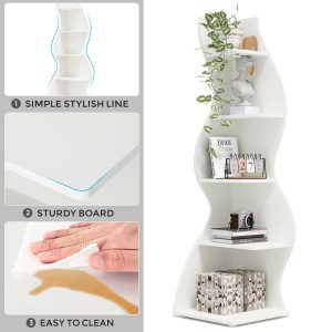 5-Tier Corner Shelf, Modern Wall Corner Bookshelf Bookcase - Image 10