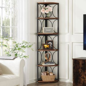 6-Tier Corner Shelf, 67" Corner Bookshelf Shelving Unit - Image 4