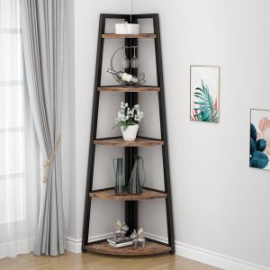 5-Tier Corner Shelf, 70" Tall Corner Ladder Shelf Small Bookshelf - Image 3