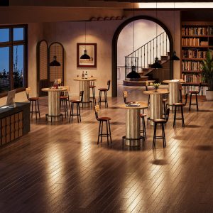 31" Bar Table, Round Bistro Pub Table with Footrest for Dining Coffee Cocktail - Image 7