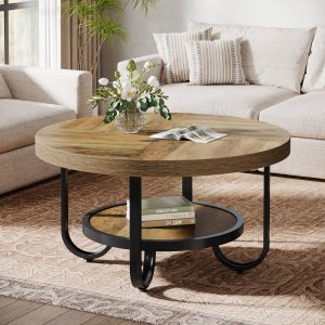 31" Coffee Table, 2-Tier Center Table Cocktail Tea Table with Storage Shelf
