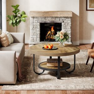31" Coffee Table, 2-Tier Center Table Cocktail Tea Table with Storage Shelf - Image 4