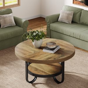 31" Coffee Table, 2-Tier Center Table Cocktail Tea Table with Storage Shelf - Image 5