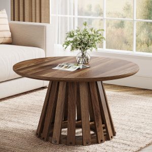 31.5" Circle Coffee Table, Farmhouse Accent Center Table Tea Table