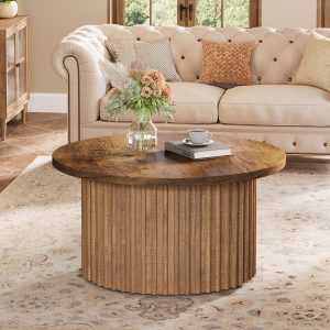 31.5" Coffee Table, Farmhouse Circle Center Table Sofa Side Table - Image 4
