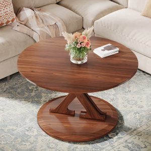 31.5" Coffee Table, Mid-Century Accent Center Table with X-Shaped Base - Image 4