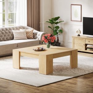 38.8" Square Coffee Table, Wood Center Table Snack Table - Image 5