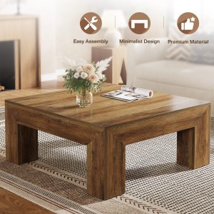 39" Coffee Table, Farmhouse Square Accent Center Cocktail Table - Image 6
