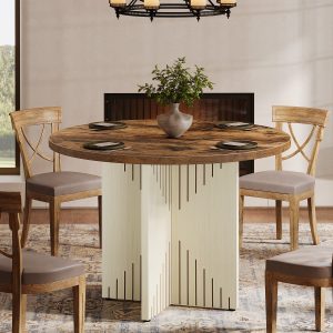 39" Dining Table, Round Kitchen Table Dinner Table with Pedestal Base - Image 5