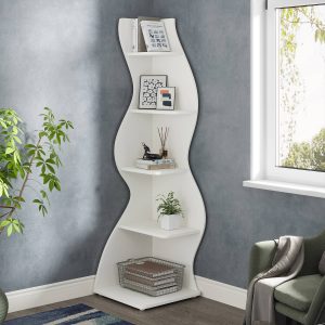 5-Tier Corner Shelf, Modern Wall Corner Bookshelf Bookcase - Image 7