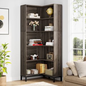 6-Tier Corner Bookcase, 71 inch L-Shaped Etagere Bookshelf - Image 3