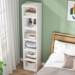 70.9" Corner Bookcase, Modern 6-Tier Narrow Cube Display Shelves - Image 4