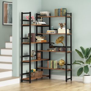 70.8" Corner Bookshelf, 8-Tier Industrial  Bookcase Corner Display Rack - Image 4