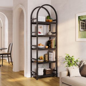 4-Tier / 5-Tier Bookshelf, Arched Bookcase Display Rack with Storage Shelves - Image 10