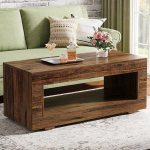 43" Coffee Table, Farmhouse Center Table With Storage