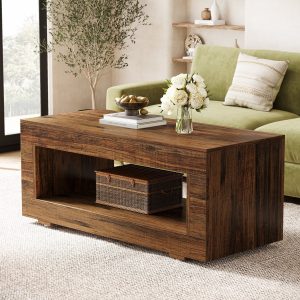 43" Coffee Table, Farmhouse Center Table With Storage - Image 6