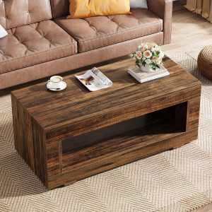 43" Coffee Table, Farmhouse Center Table With Storage - Image 5