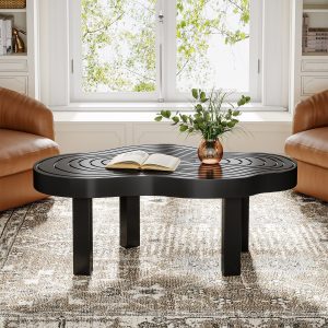 45" Coffee Table, Modern Irregular Center Table with Thick Tabletop - Image 3