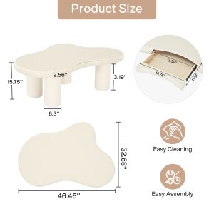 46.4" Coffee Table, Irregular Center Tea Table with Storage Drawer - Image 9