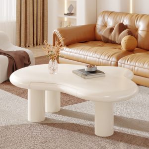 46.4" Coffee Table, Irregular Center Tea Table with Storage Drawer - Image 7