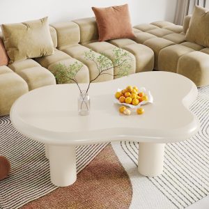 46.4" Coffee Table, Irregular Center Tea Table with Storage Drawer - Image 5