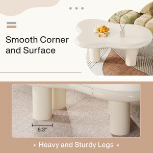 46.4" Coffee Table, Irregular Center Tea Table with Storage Drawer - Image 6