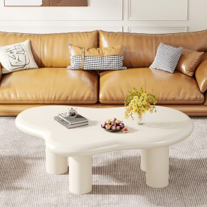 46.4" Coffee Table, Irregular Center Tea Table with Storage Drawer - Image 8