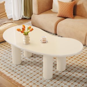 46.4" Coffee Table, Modern Irregular Cashew Shaped Center Table - Image 3