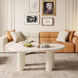 46.4" Coffee Table, Modern Irregular Cashew Shaped Center Table - Image 4