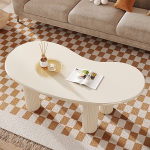 46.4" Coffee Table, Modern Irregular Cashew Shaped Center Table - Image 5