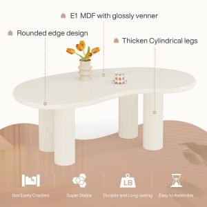 46.4" Coffee Table, Modern Irregular Cashew Shaped Center Table - Image 7