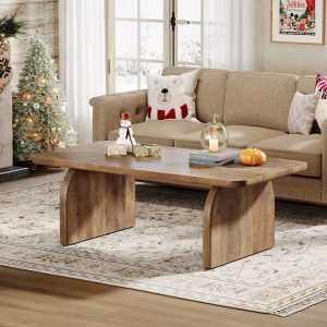47" Coffee Table, Farmhouse Center Table Low Cocktail Tea Table - Image 5