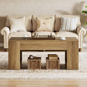 47" Coffee Table, Farmhouse Rectangular Center Table with Sturdy Base - Image 4
