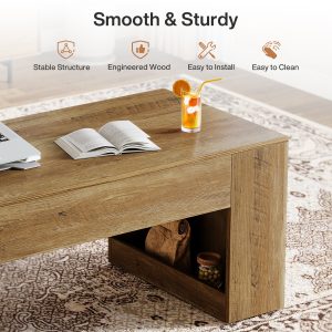 47" Coffee Table, Farmhouse Rectangular Center Table with Sturdy Base - Image 6
