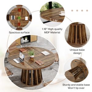 47" Conference Table, Round Meeting room Table For 4-6 People - Image 5