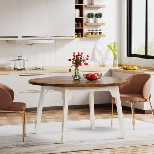 47-inch Dining Table, Round Farmhouse Kitchen Table for 4-6 - Image 3