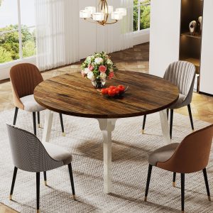 47-inch Dining Table, Round Farmhouse Kitchen Table for 4-6 - Image 4