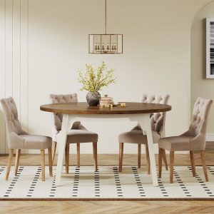 47-inch Dining Table, Round Farmhouse Kitchen Table for 4-6 - Image 5