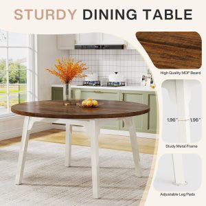 47-inch Dining Table, Round Farmhouse Kitchen Table for 4-6 - Image 6