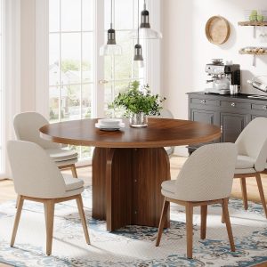 47-Inch Dining Table, Wood Round Kitchen Table for 4-6 - Image 5