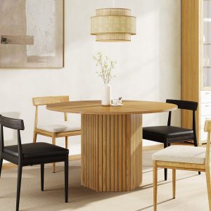 47" Round Dining Table, Wood Kitchen Table - Image 4