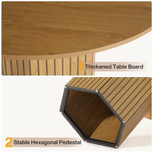 47" Round Dining Table, Wood Kitchen Table - Image 6