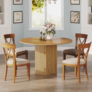 47" Round Dining Table, Wood Kitchen Table - Image 5