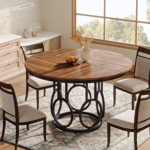 47" Wood Dining Table, Round Kitchen Table for 4-6 People - Image 5