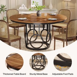 47" Wood Dining Table, Round Kitchen Table for 4-6 People - Image 6