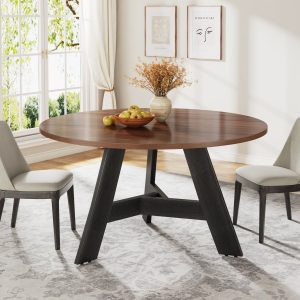 47" Wood Dining Table, Round Kitchen Table For 4 People - Image 4