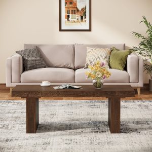 47.2" Coffee Table, Wood Rectangle Center Table - Image 3