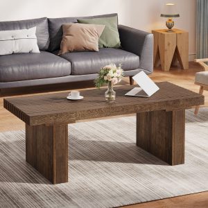 47.2" Coffee Table, Wood Rectangle Center Table