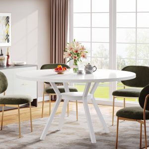 47"Dining Table, Modern Round Kitchen Table for 4 - Image 4