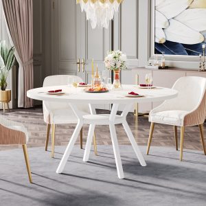 47"Dining Table, Modern Round Kitchen Table for 4 - Image 5